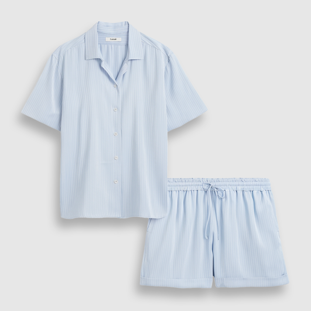 Premium Silk Short Set | Riviera Stripe