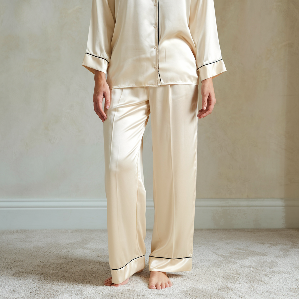 Premium Silk Trousers | Champagne