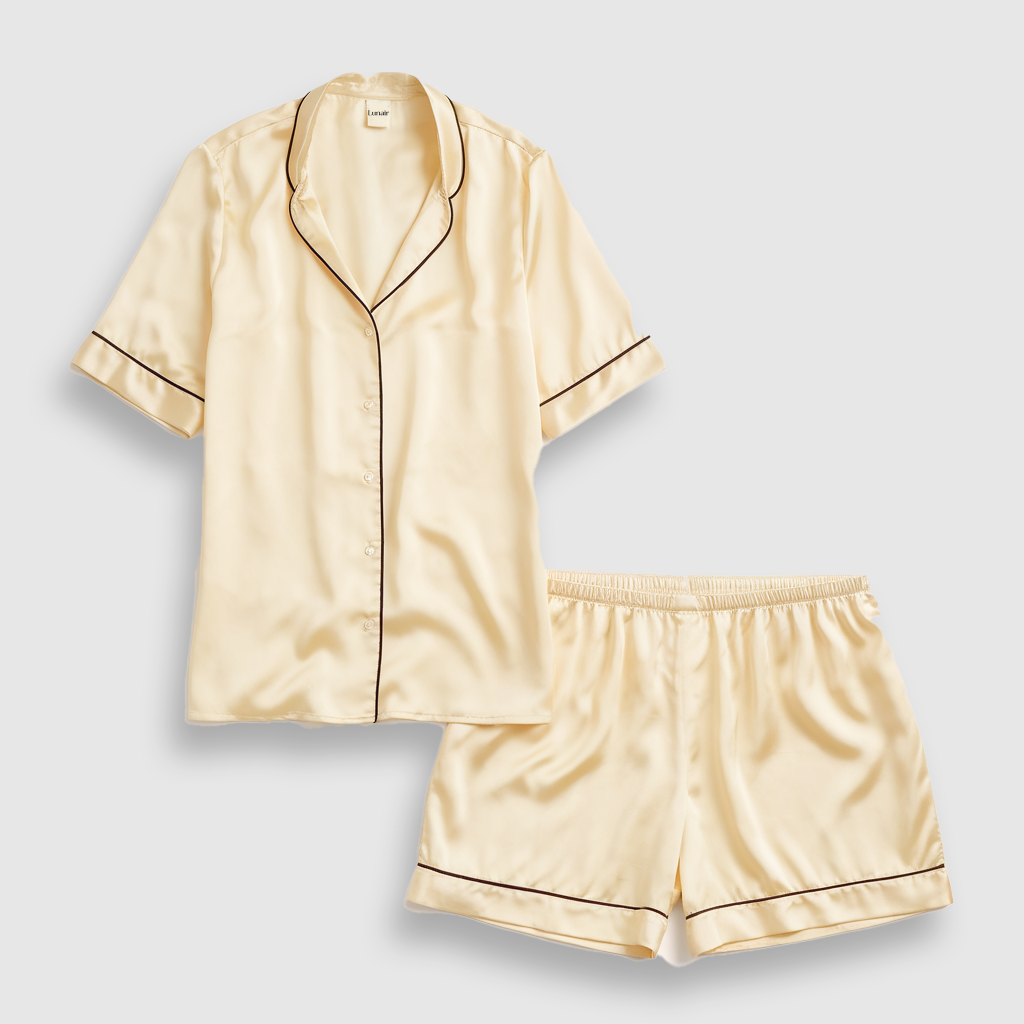 Premium Silk Short Set | Champagne